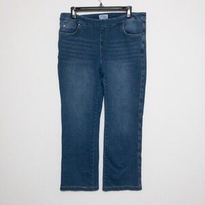 Pajama Jeans Pull On Stretch Comfort Bootcut Denim Womens L (33x27) Blue